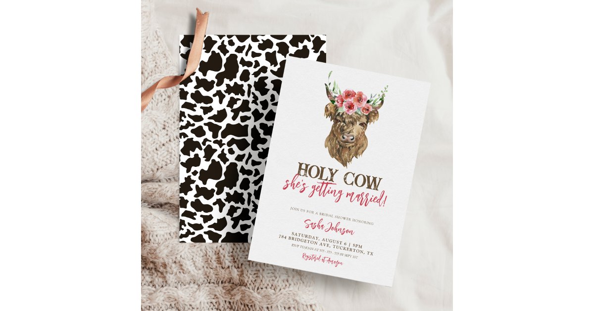 Holy Cow Western Cowgirl Bridal Shower Invitation | Zazzle