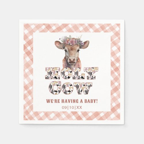 Holy Cow Western Rustic Plaid Baby Shower Napkins