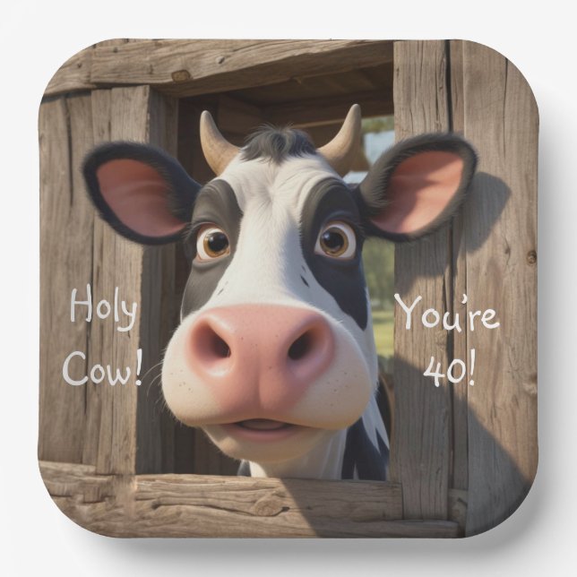 Holy Cow You’re 40 Paper Plates (Front)