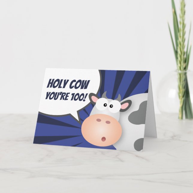 Holy Cow You're 100 Funny Happy 100th Birthday Card (Front)