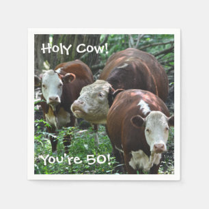 Holy Cow You're 50 Party Napkins