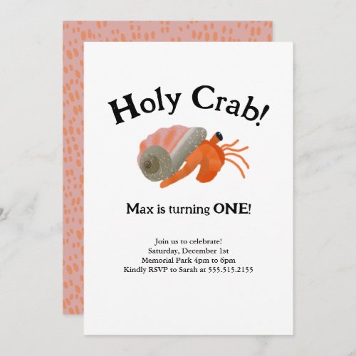 Holy Crab Hermit Crab Birthday Invitation