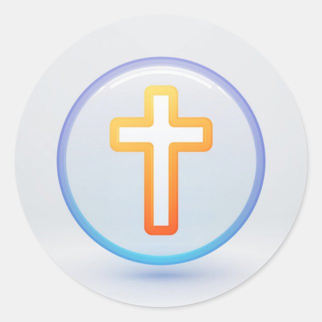 Holy Cross and Prayer Classic Round Sticker (Front)