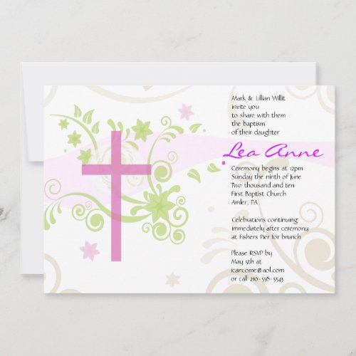 Holy Cross Baptism Christening Custom Invitation