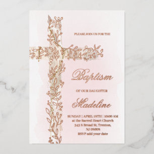 Holy cross Baptism Foil Invitation