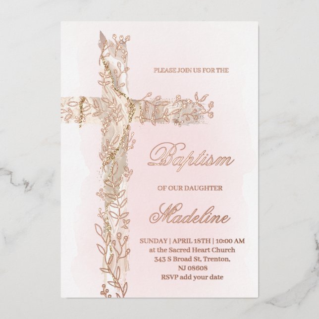  Holy cross Baptism Foil Invitation (Front)