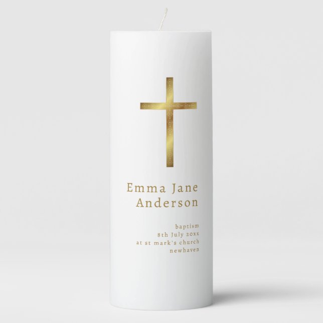 Holy Cross Baptism Pillar Candle (Front)