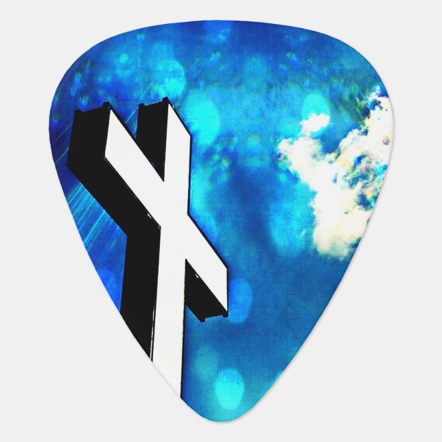 Holy Cross Blue Abstract Guitar Pick (Front)