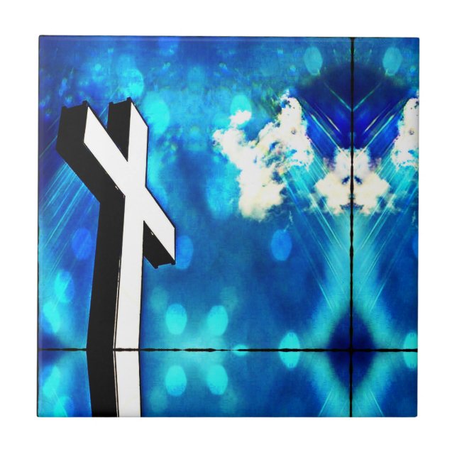 Holy Cross Blue Sky Sparkle  Ceramic Tile (Front)