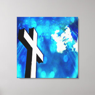 Holy Cross Blue Sparkle wrapped Canvas Print