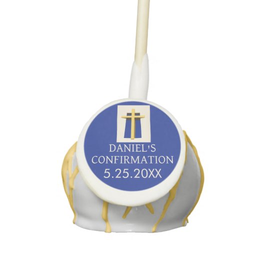  Holy Cross Bold Blue Confirmation Party Cake  Pops (Front)