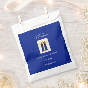 Holy Cross Bold Blue Religious Party Favor Bag
