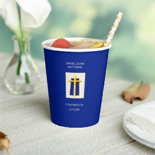 Holy Cross Bold Blue Religious Party Paper Cups