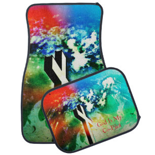 Holy Cross Colorful Distressed /Co-Pilot Car Mats