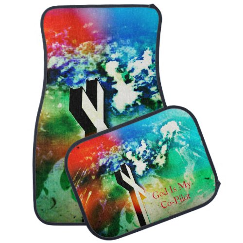 Holy Cross Colorful Distressed Co_Pilot Car Mats