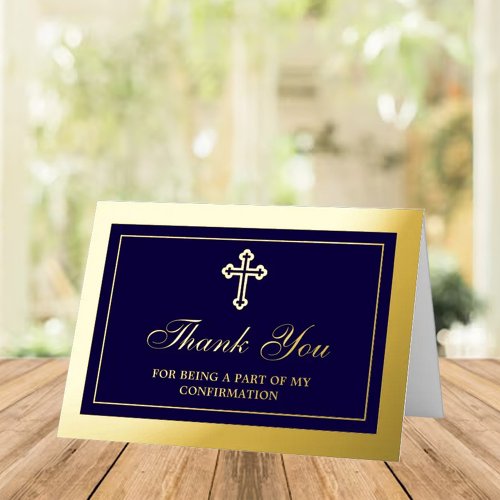 Holy Cross Communion Or Confirmation Thank You Foil Greeting Card