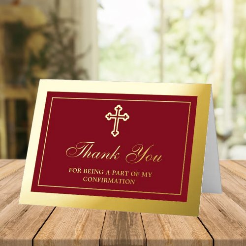 Holy Cross Communion Or Confirmation Thank You Foil Greeting Card