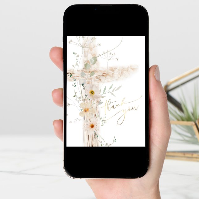 Holy Cross floral religious event Thank You Card (Front Digital)
