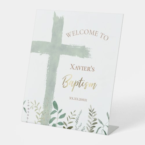  Holy Cross greenery Baptism welcome sign