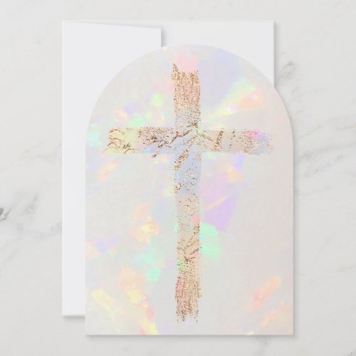 holy cross opal design Baptism Invitation