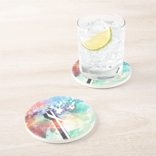 Holy Cross Pastel Distressed Drink Coaster (Side)