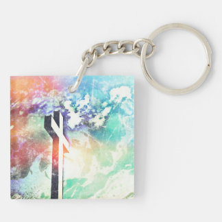 Holy Cross Pastel Distressed Keychain