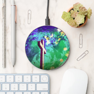 Holy Cross Purple Earth Sparkle  Wireless Charger
