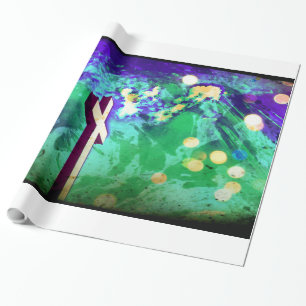 Holy Cross Purple Earth Sparkle Wrapping Paper