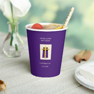 Holy Cross Purple Religious Party Paper Cups
