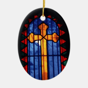 Holy Cross Stained Glass Pere Lachaise, Paris Ceramic Ornament