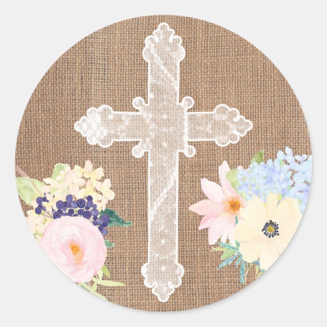 Holy Cross stickers for envelope seals for Baptism (Front)