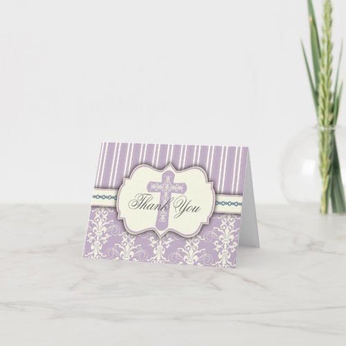 Holy Cross Vintage Lavender Damask Thank You