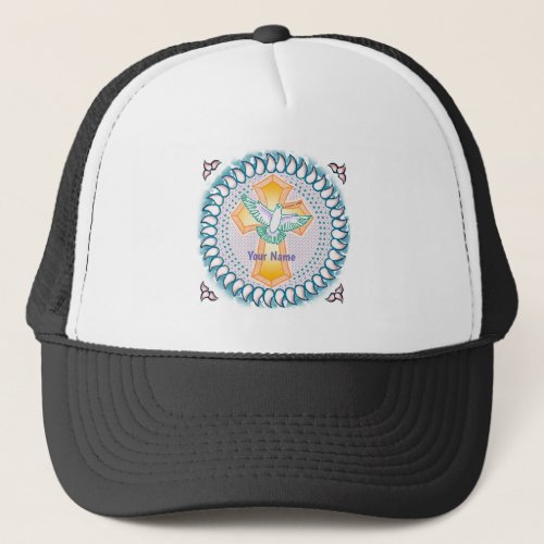 Holy Dove Christian Cross custom name hat