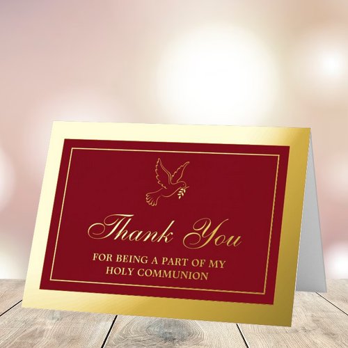 Holy Dove Communion Or Confirmation Thank You Real Foil Greeting Card