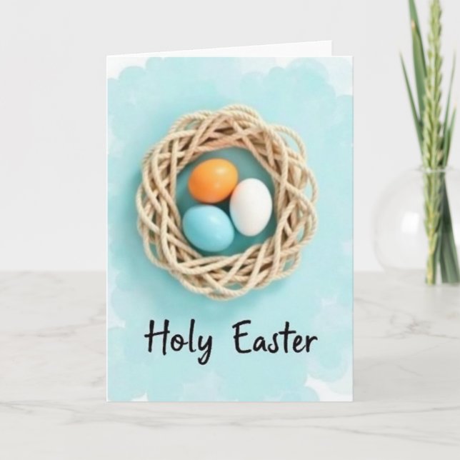 Holy Easter Nest And Eggs Card (Front)