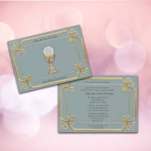 Holy Eucharist Chalice Gold Frame Invitation