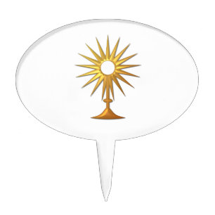 Holy Eucharist in golden Monstrance Cake Topper