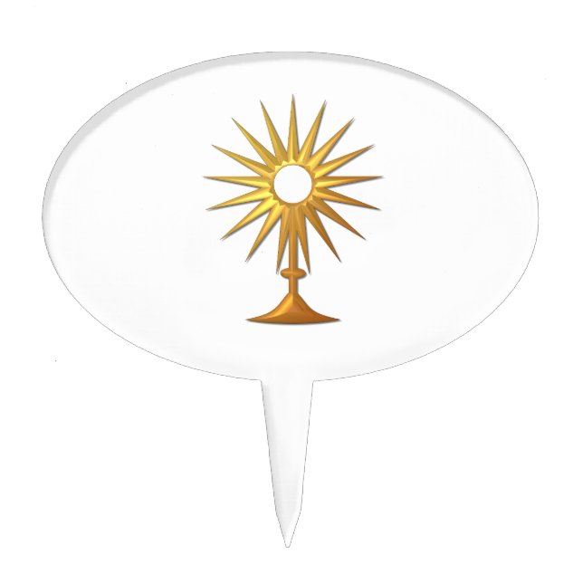 Holy Eucharist in golden Monstrance Cake Topper (Front)