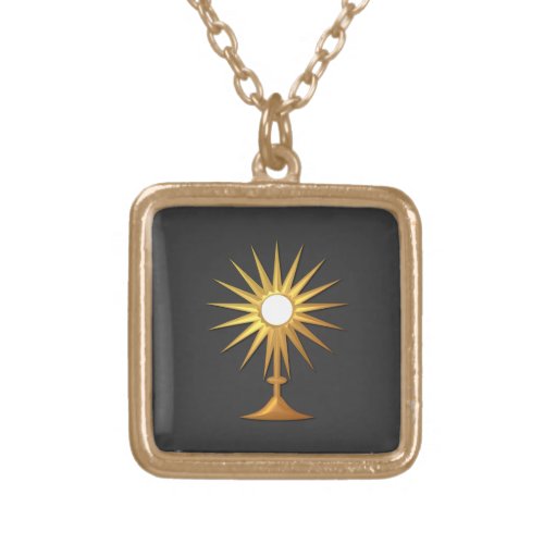 Holy Eucharist in golden Monstrance Gold Plated Necklace