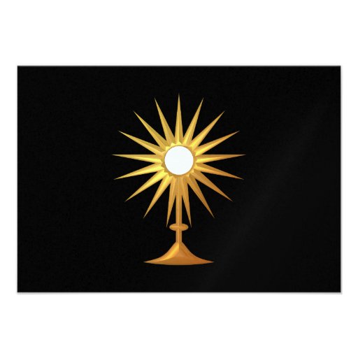 Holy Eucharist in golden Monstrance 3.5x5 Paper Invitation Card | Zazzle