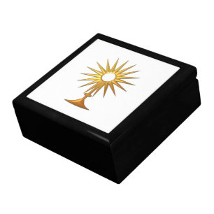 Holy Eucharist in golden Monstrance Jewelry Box