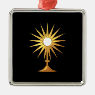Holy Eucharist in golden Monstrance Metal Ornament
