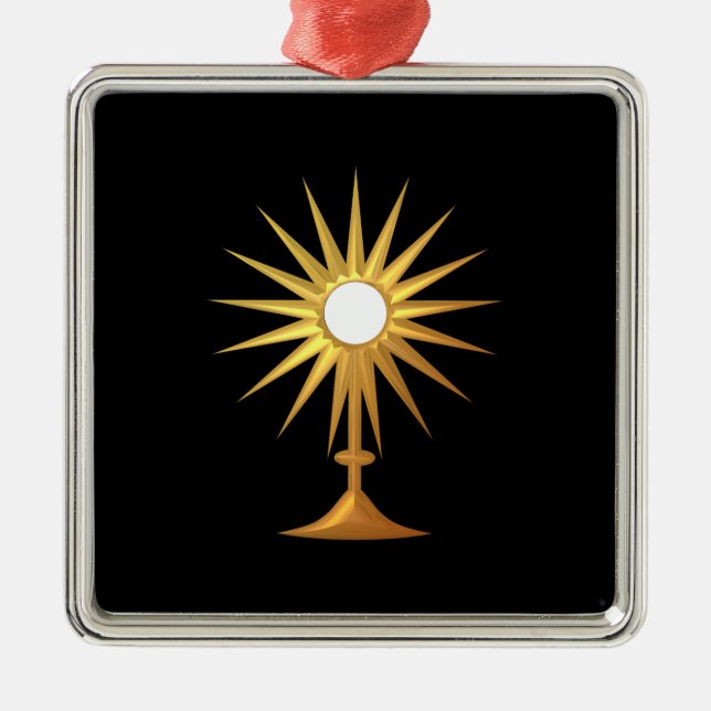 Holy Eucharist in golden Monstrance Metal Ornament (Front)