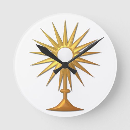 Holy Eucharist in golden Monstrance Round Clock