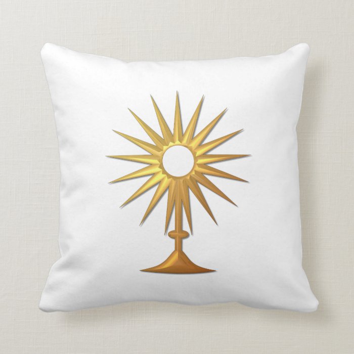 Holy Eucharist in golden Monstrance Throw Pillows