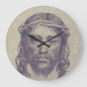 Holy Face Of Jesus Veil Of Veronica Art Large Clock