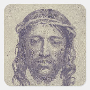 Holy Face Of Jesus Veil Of Veronica Art Square Sticker