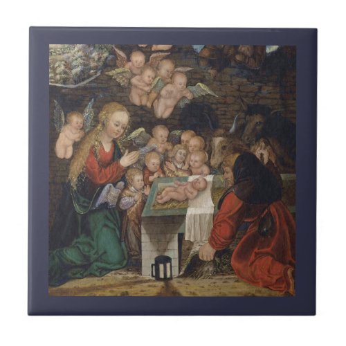 Holy Family and Cherubs Ceramic Tile