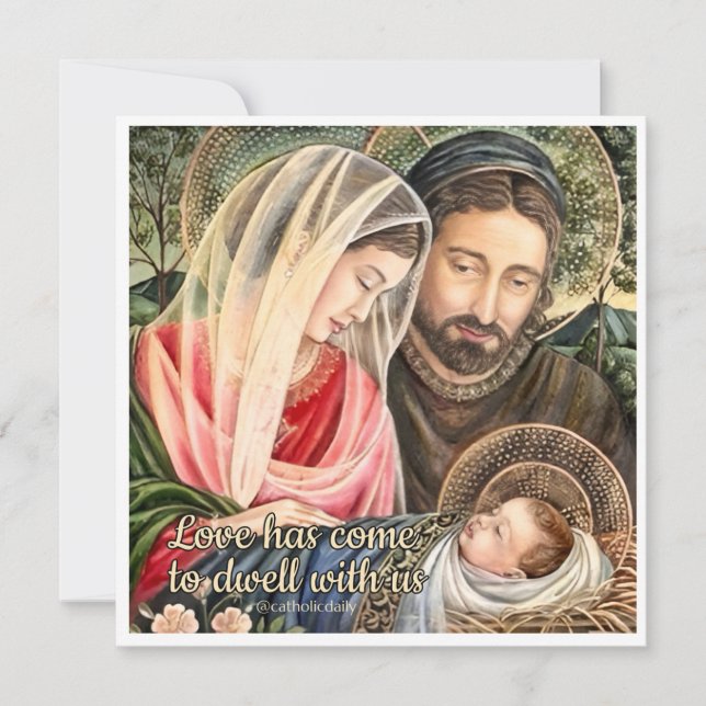 Holy Family Catholic Christmas Ornament Holiday Card (Front)