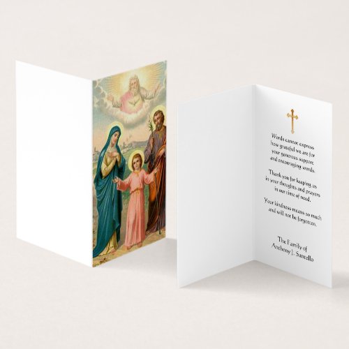 Holy Family  Catholic Condolence Thank You Business Card
